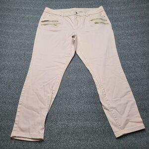 Jennifer Lopez Pants Womens 12 Pink Skinny Ankle Gold Zipper Stretch Casual